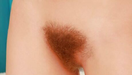 Curious czech milf Rachel Dark showing hairy pussy 